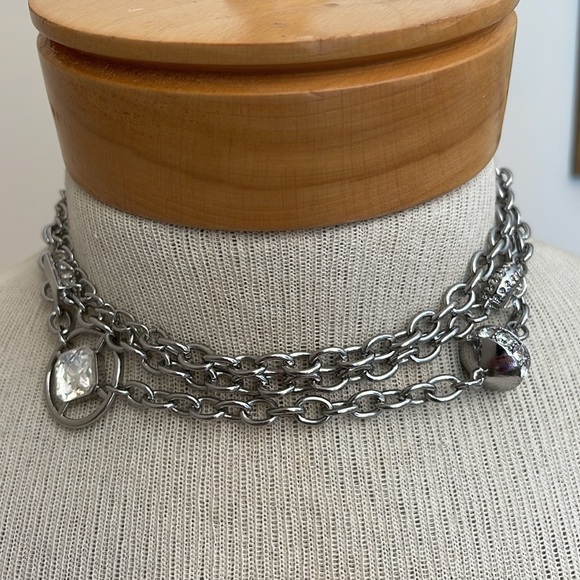 Chico’s Silver-tone Long Chain Station Necklace with Gems - Picture 9 of 14